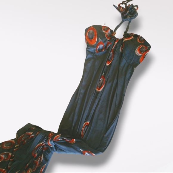 💥Maxi Grey Sun Dress soft with peacock design. - Picture 1 of 8